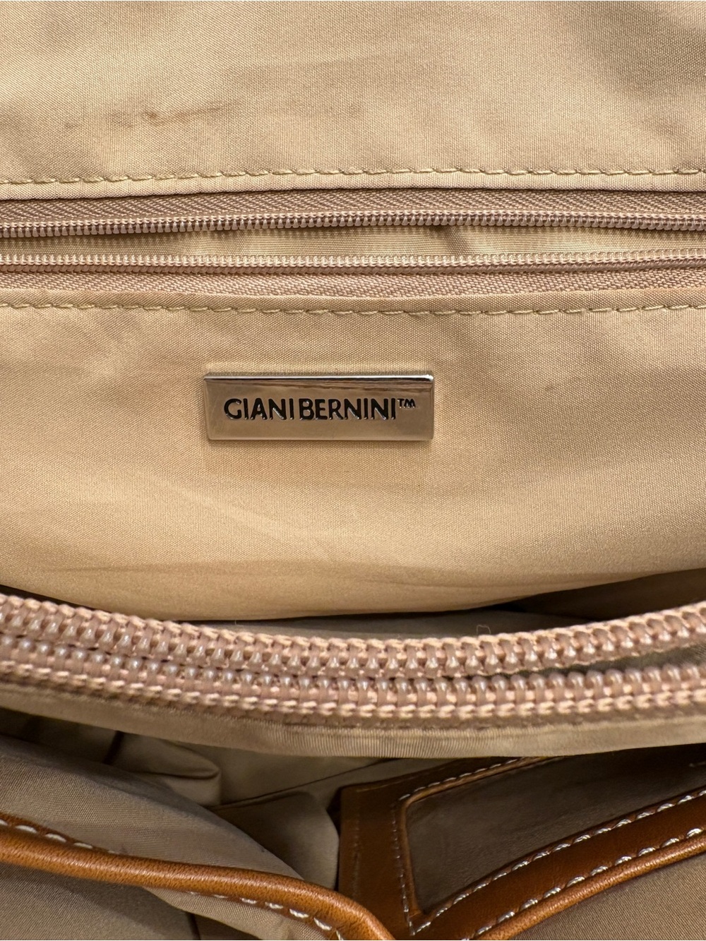 Giani Bernini Brown Monogram Satchel with Tan Trim - Picture 8 of 10